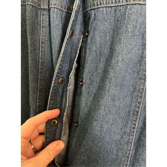 original Ty wear snap button down jean dress dark blue denim cotton - Picture 3 of 8